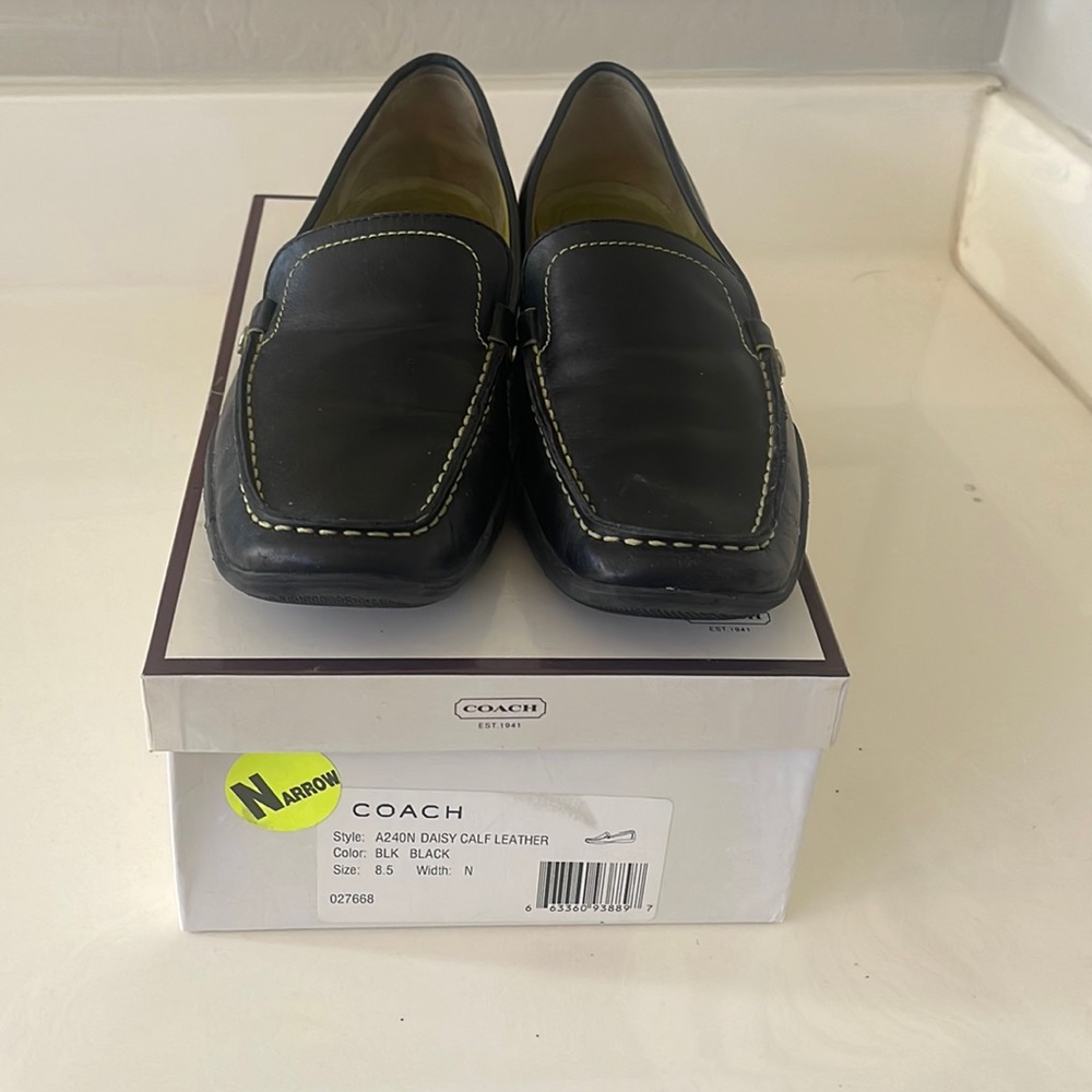 Coach leather black shoe- 8.5 narrow slip ons